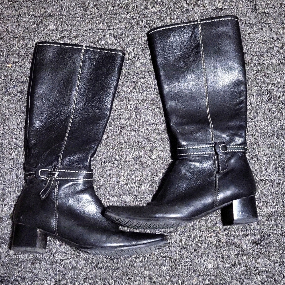 Adler Black Leather pre-owned women's boots size 38